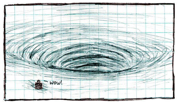 A whirlpool! Original caption: The saga of the boy and his barrel continues! (Part 1 and Part 2)
