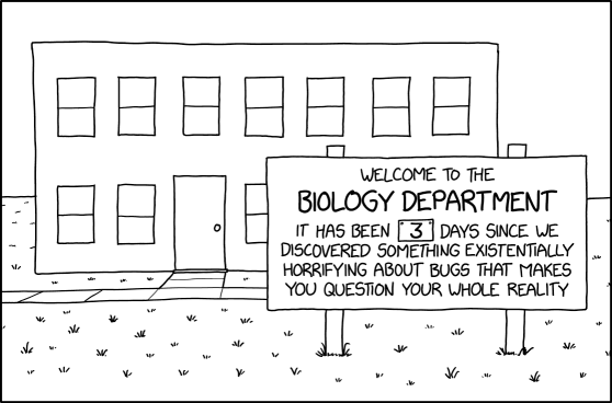Welcome to the Linguistics Department - It has been [2] [DAYS] since someone noticed that the Biology Department sign has a one-day-long singular/plural disagreement after it resets.